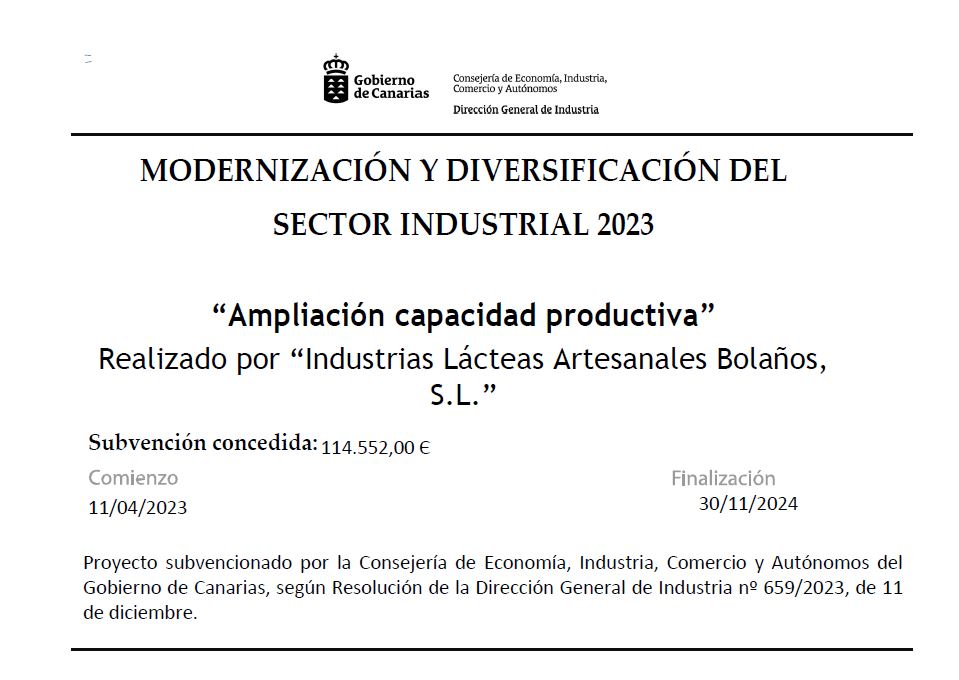 Cartel Modernización y Diversificación del Sector Industrial 2023 - Quesos Bolaños