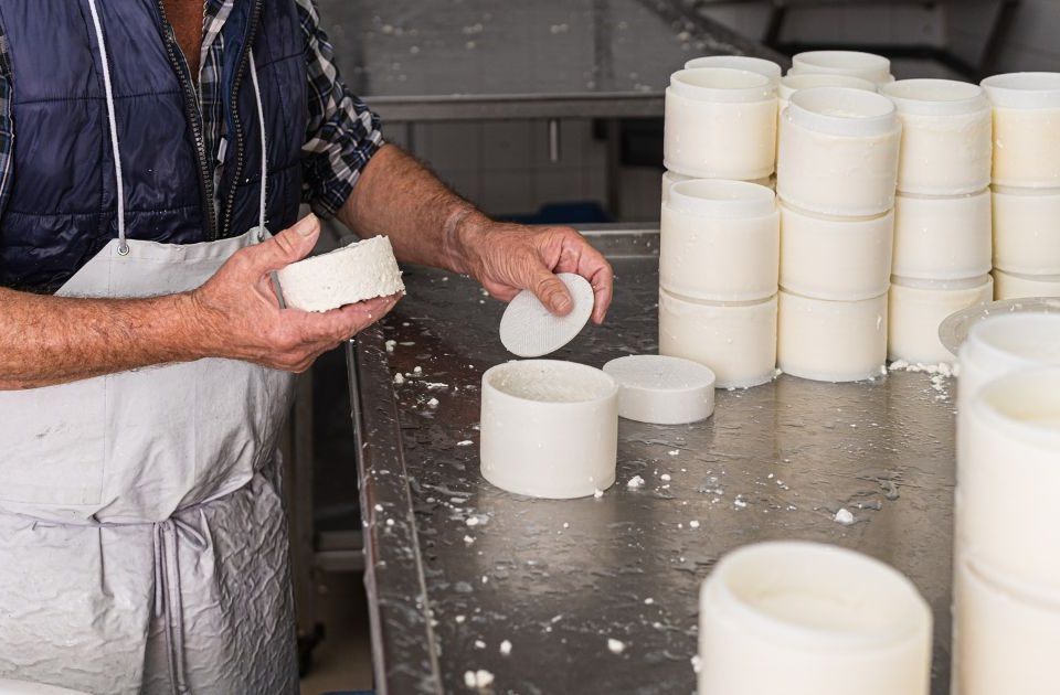Elaboración artesanal de Quesos Bolaños durante el moldeado